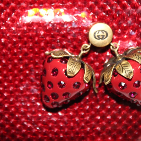 NWT GUCCI GG Ophidia Raso Seta Pail Sequin Strawberry TwoWay Shoulder Bag 735132 - Picture 10 of 14